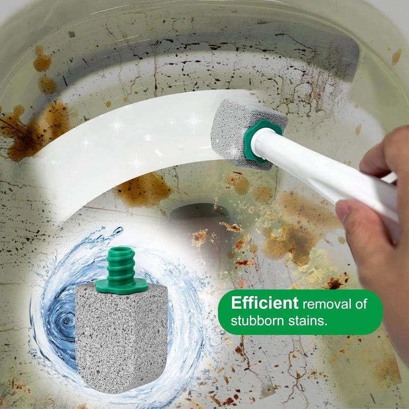 Enjunway Pumice Stone Toilet Bowl Cleaner,Bathroom Cleaner Brush Toilet Wand Refills with 30CM Long Handle for Remove Hard Water Stains with 1 Wand+ Pumice Stones (5 Pack) - Image 3